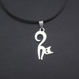 Hapiship 2017 New Women/Men's Jewelry Stainless Steel Little Cute Cat /Dog  lover 3.7cmX2.0cm Pendant Short 17" Necklace  SS-Cat