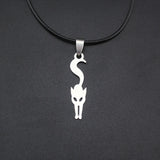 Hapiship 2017 New Women/Men's Jewelry Stainless Steel Little Cute Cat /Dog  lover 3.7cmX2.0cm Pendant Short 17" Necklace  SS-Cat